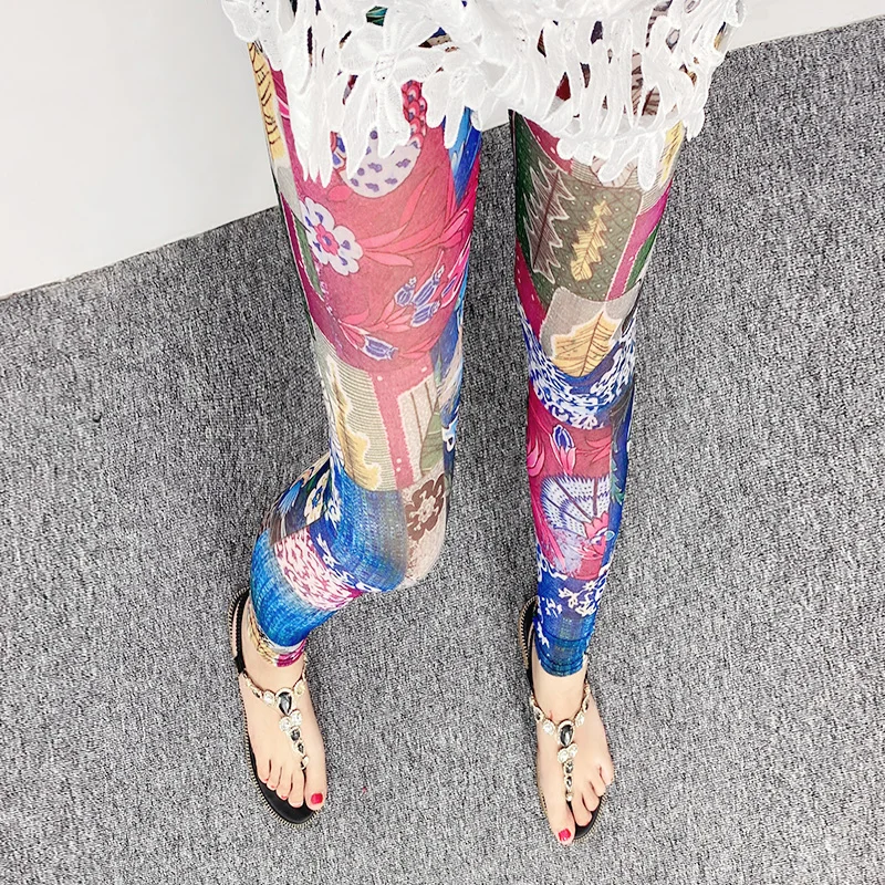 Mallas de verano de decoración fina para mujer, pantalones elásticos con estampado bohemio, medias de Yoga de estilo gótico, ropa deportiva