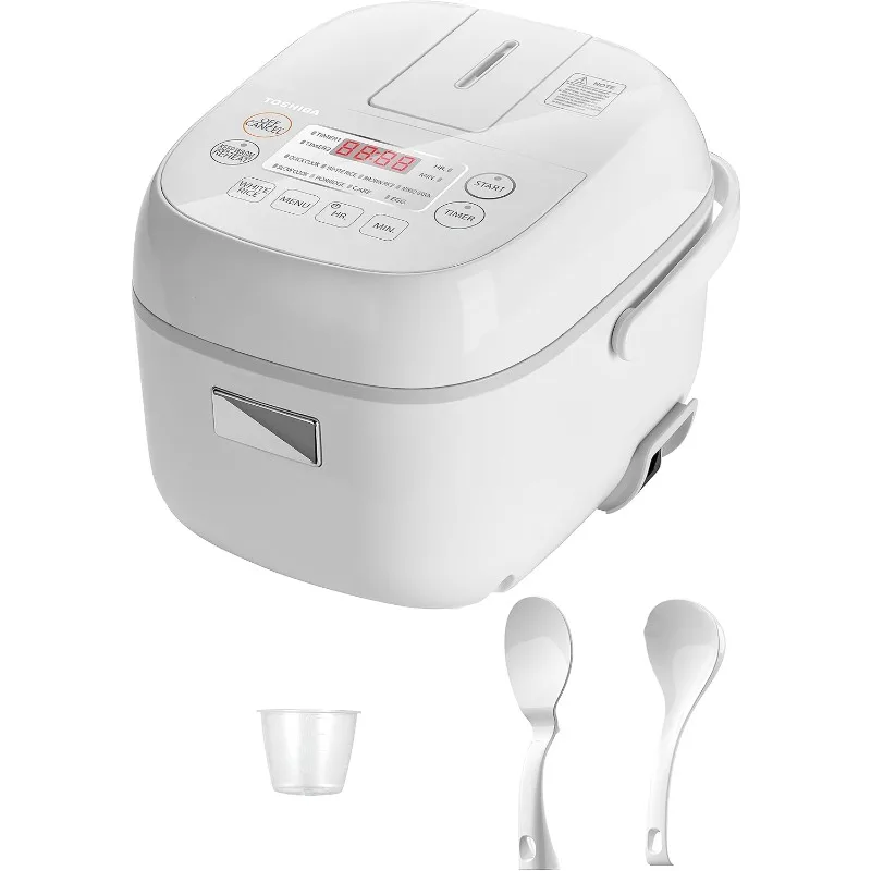 3-Cup Uncooked Small Rice Cooker, Steamer and Warmer with Fuzzy Logic and One-Touch Cooking, White