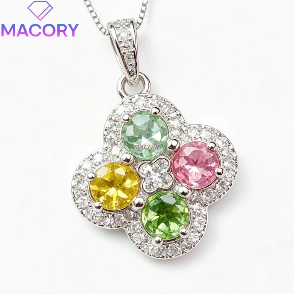 Natural Tourmaline Pendant Necklace S925 Sterling Silver Classic and Simple Suitable for Daily Wear and Work Anniversary Gift