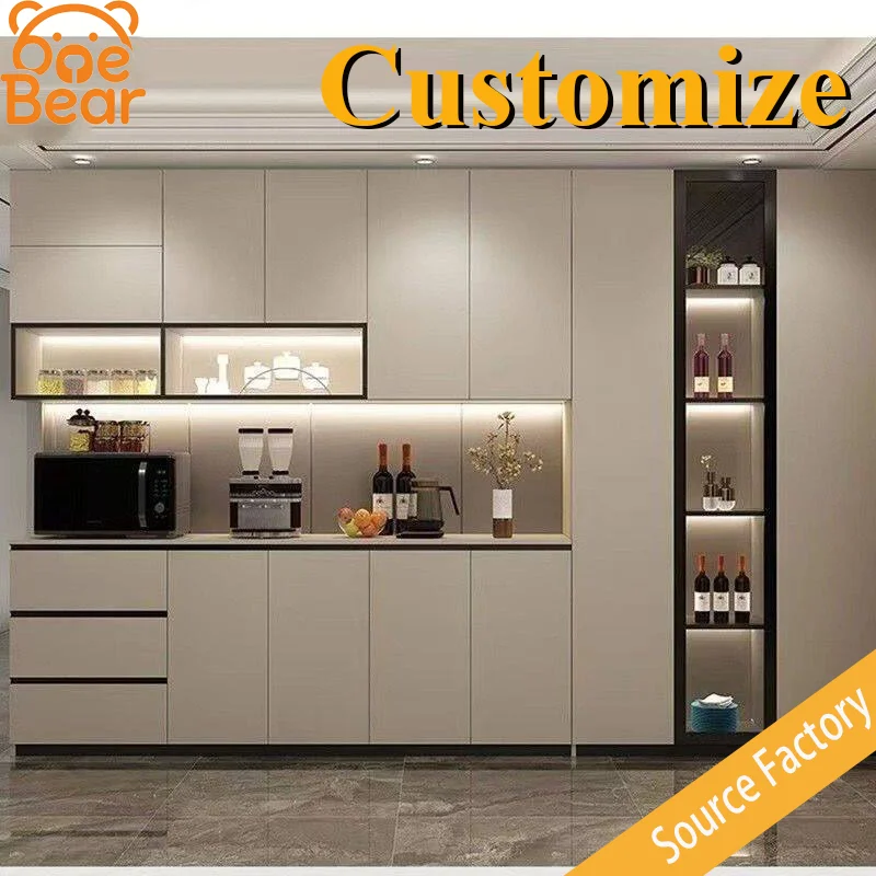 

This multifunctional sideboard blends seamlessly with the wall and can be used in the dining room, kitchen, and living room.