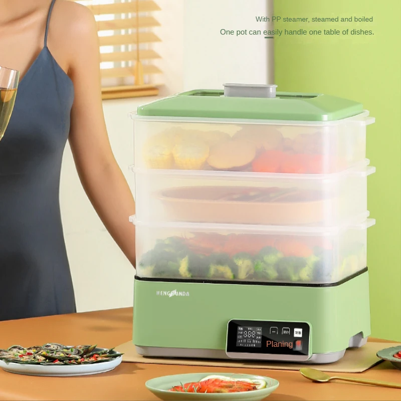 The electric intelligence of the steamer can reserve a rectangular household timed transparent cooker for steaming fish