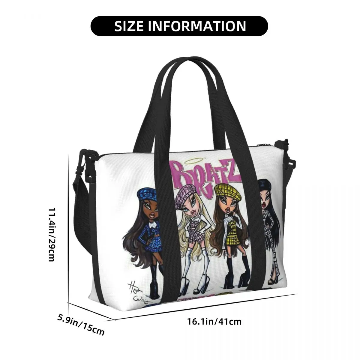 Personalizzato Bratz Rock Angelz Doll (14) Borsa da viaggio da spiaggia Borse tote di grande capacità per palestra Sport Donna Shopping Borsone a tracolla
