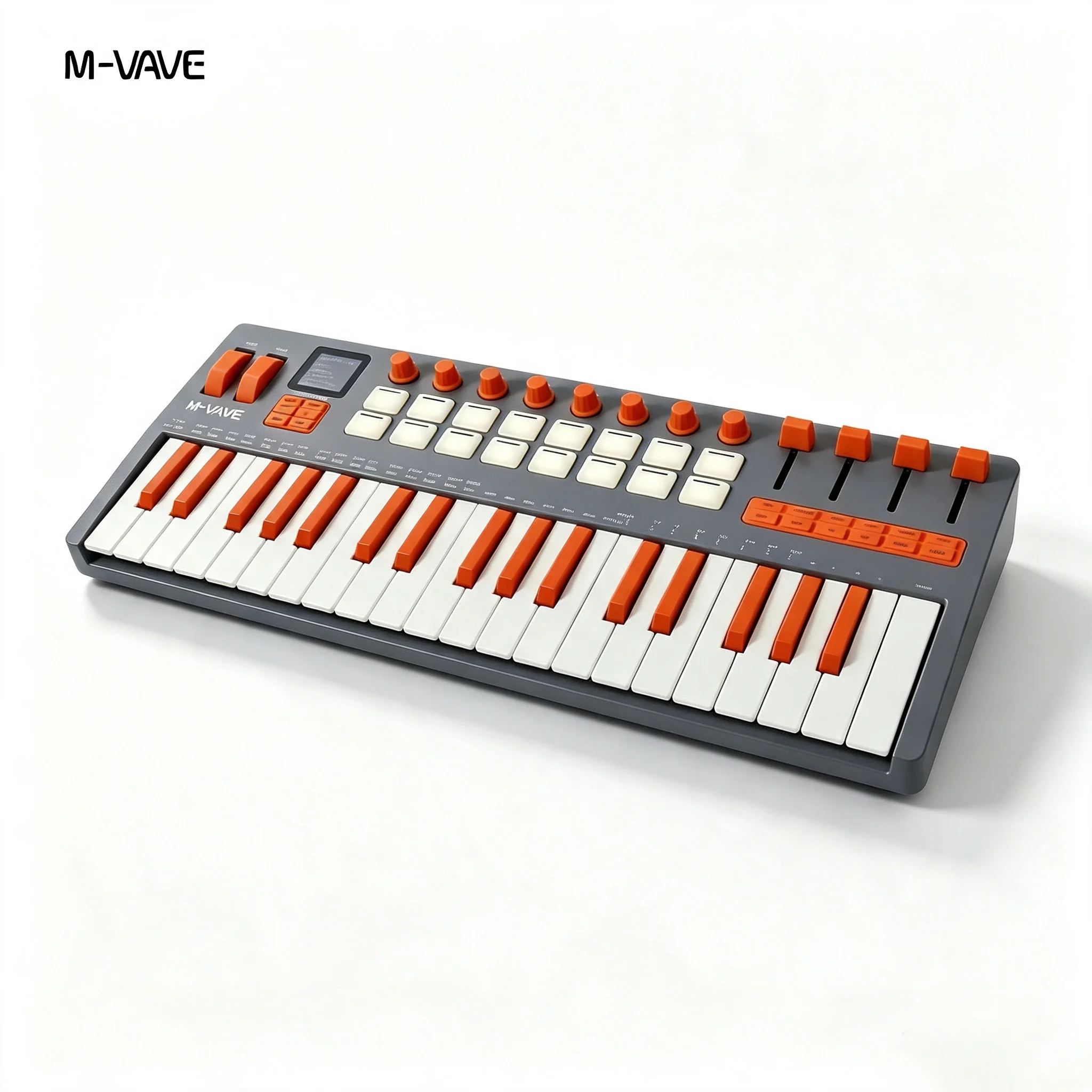 M-VAVE SMK-37 pro Elite Portable Synthesizer MIDI Keyboard 37 Keys with 16 Velocity Pads FM Synthesizer 10h Battery Life