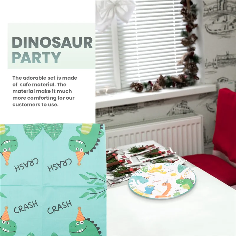 ABJY-49Pcs ديناصور موضوع حفلة المتاح مجموعة أدوات المائدة ورقة لوحة كوب الاطفال الصبي الغابة حفلة عيد ميلاد الديكور الطفل