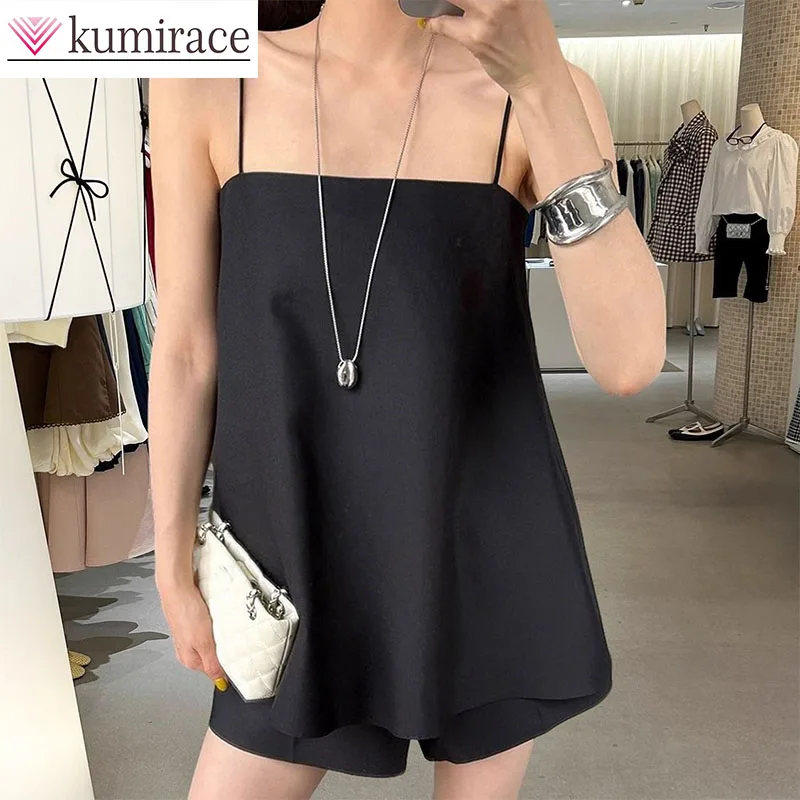 

2026 Summer One Shoulder Camisole Top, High Waisted Loose Casual Shorts Two-piece Set for Women Short Sets Baddie 2 Piece Set