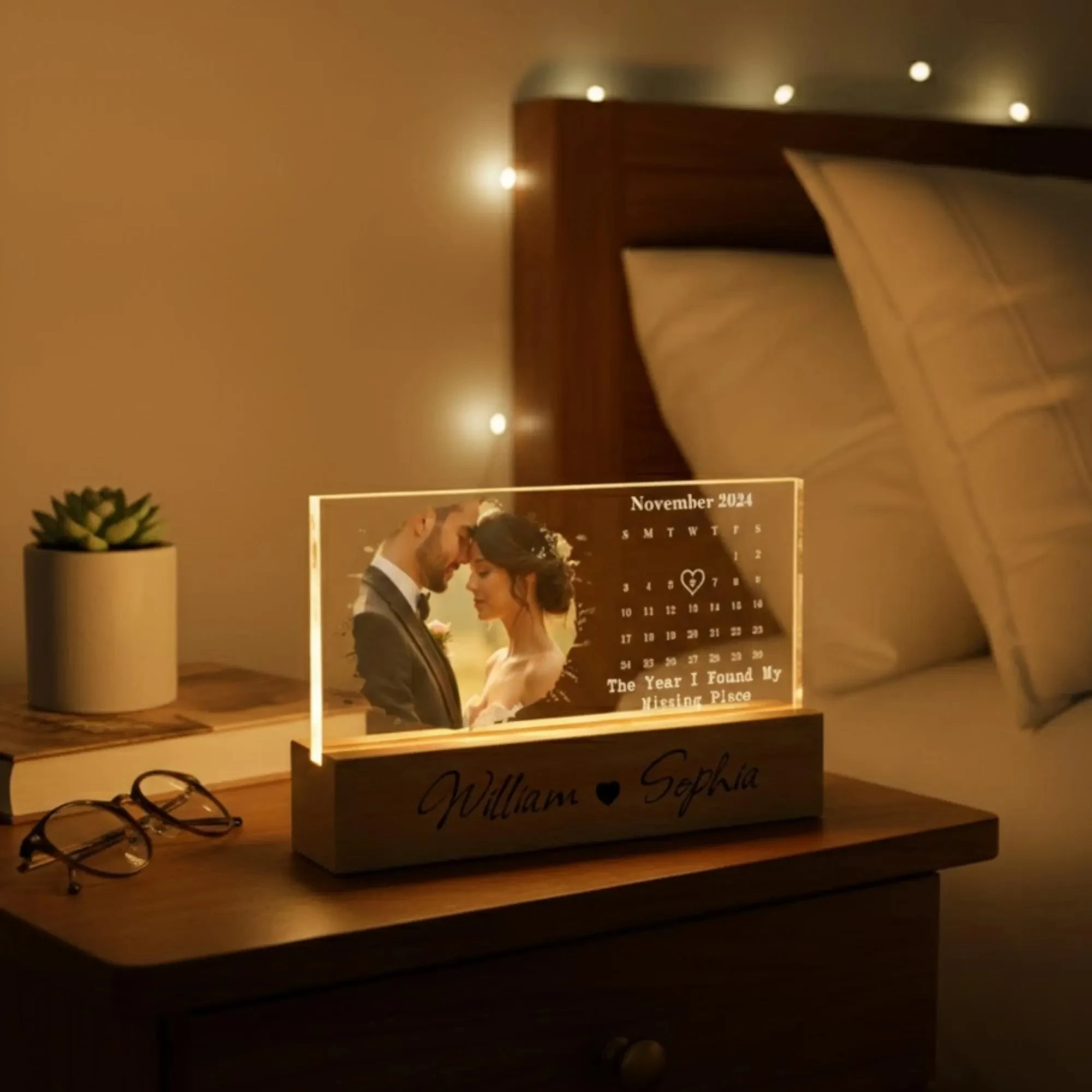 Personalized Photo Our Important Day Calendar Plaque Valentines Gift for Him Her Couple Anniversary Newlywed Birthday Surprise