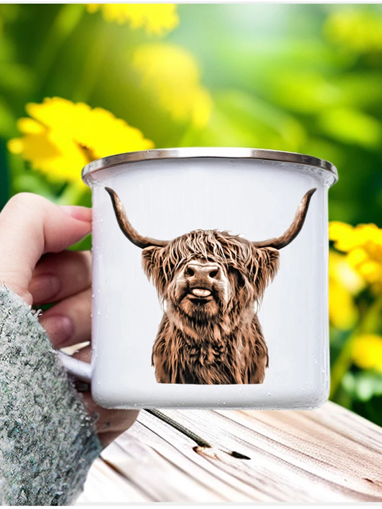 كوب قهوة للسفر من المينا ، طقم فناجين شاي الثور الحيواني ، أكواب تخييم خارجية ، مناسب للمشروبات ، استخدام المنزل والمكتب ، نزهات صيد الأسماك ، 12 أونصة #5
