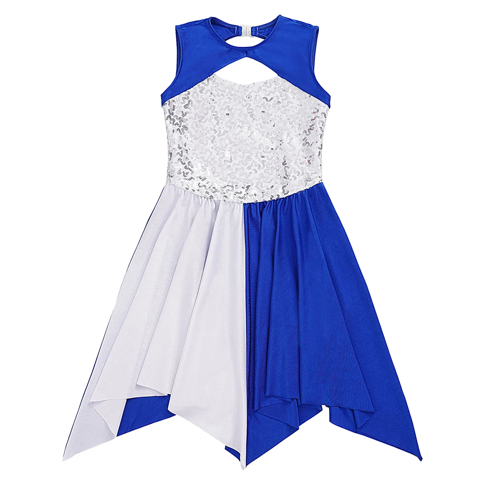 Vestido de dança assimétrico infantil, vestido sem mangas, Ballet Dancewear lantejoulas, vestidos de dança moderna contemporânea para meninas, louvor lírico