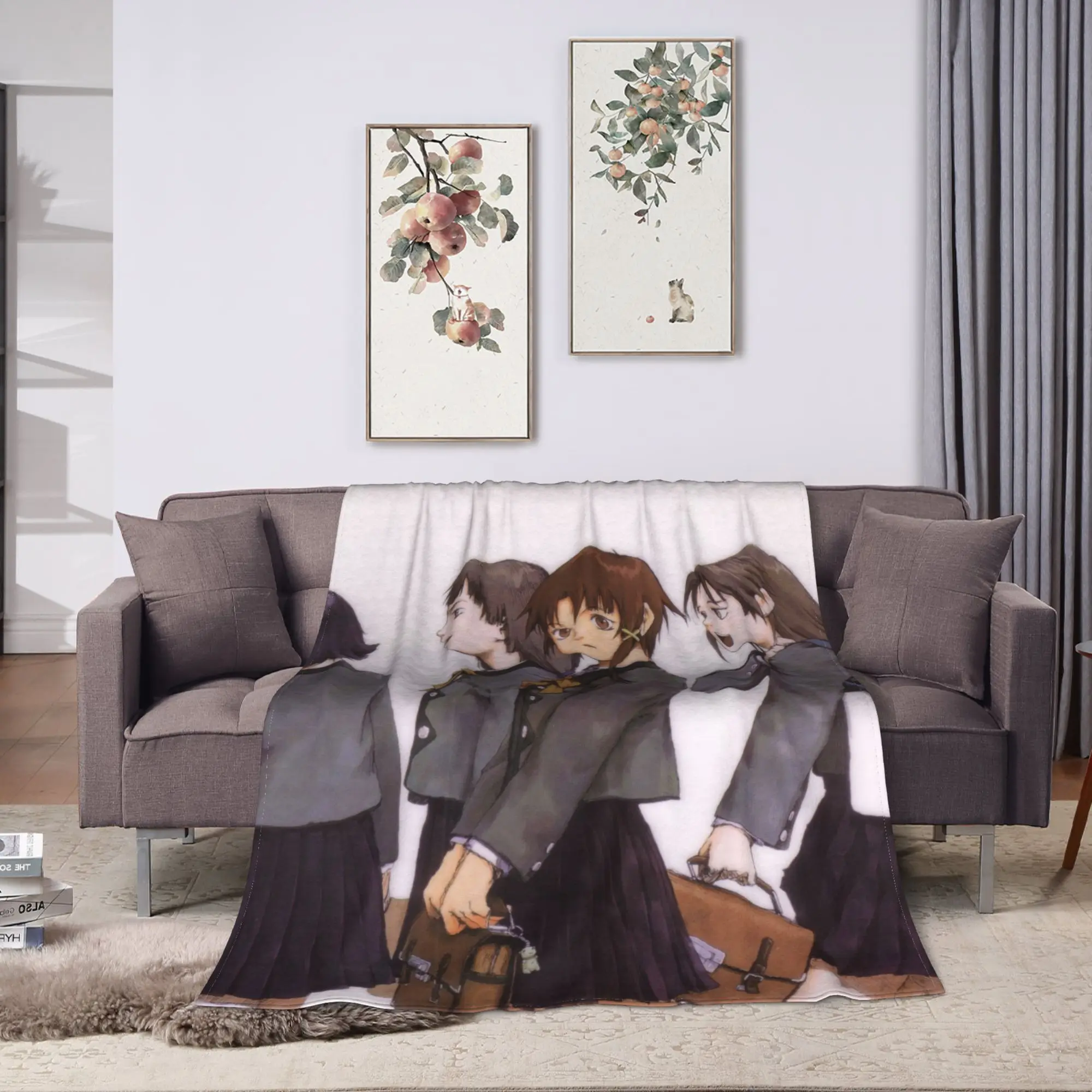 Anime Serial Experiments Lain Super Warm Blanket  Kids Plush Throw Blanket Novelty Outdoor Flannel Bedspread Sofa Bed Cover