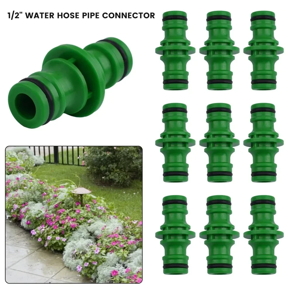 10 Pcs Double Male ABS Plastic Hose Pipe Connector Quick Fix Click on Rubber O Ring for Garden Watering Hose Connectors
