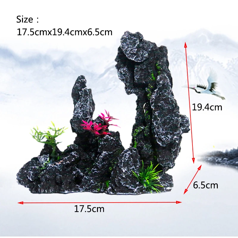 Harz Aquarium Steingarten Berg Dekoration Künstliche Ansicht Felsen Höhle Stein Baum Aquarium Ornament Aquarium Dekor Hause Neue