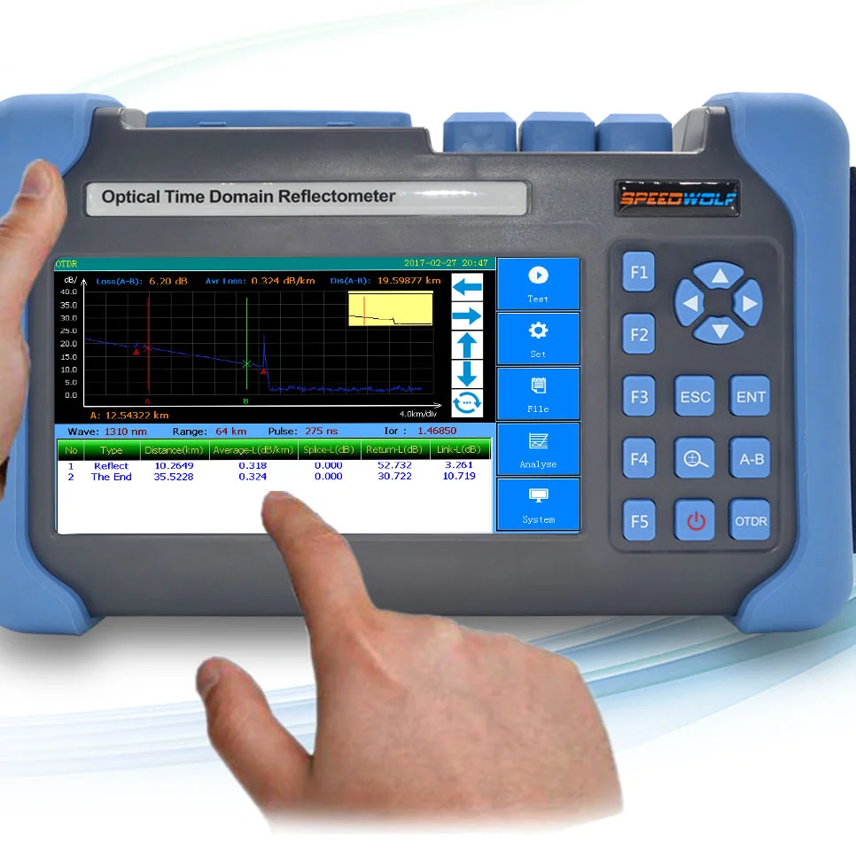 1310/1550nm 32/30dB 100KM Touch Screen Multi-Core for Intelligent OTDR Machine OEM Compatible 1 Year Warranty