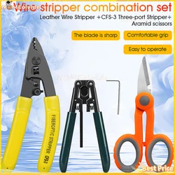 Kit d'outils à fibres optiques 3 packs Ciseaux Pince à double trou Dénudeur et CFS-3 à fibres optiques
