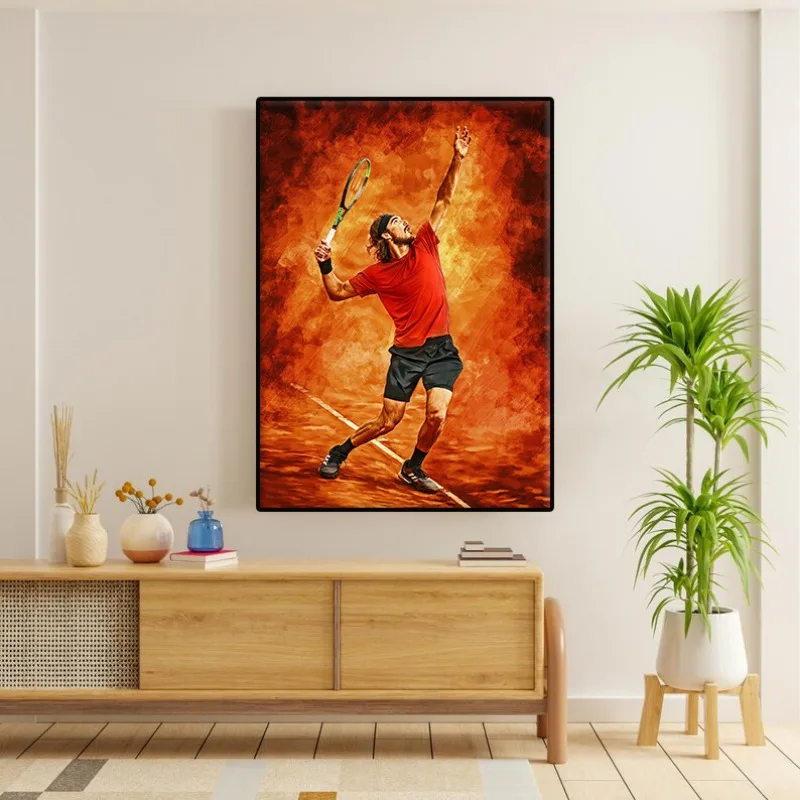 Colourful Tennis Sport Player Poster Rafael/Roger Legendary Athlete Canvas Painting Wall Art Living Room Home Decor Tennis Fans