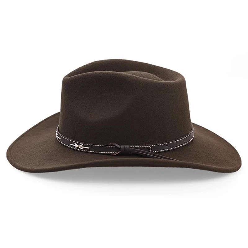 Brand Design 100% Wool Cowboy Hat, Waterproof Wrinkle-proof Soft Calf Felt Hat, Coffee Color Essentials Western Style Sun Hats