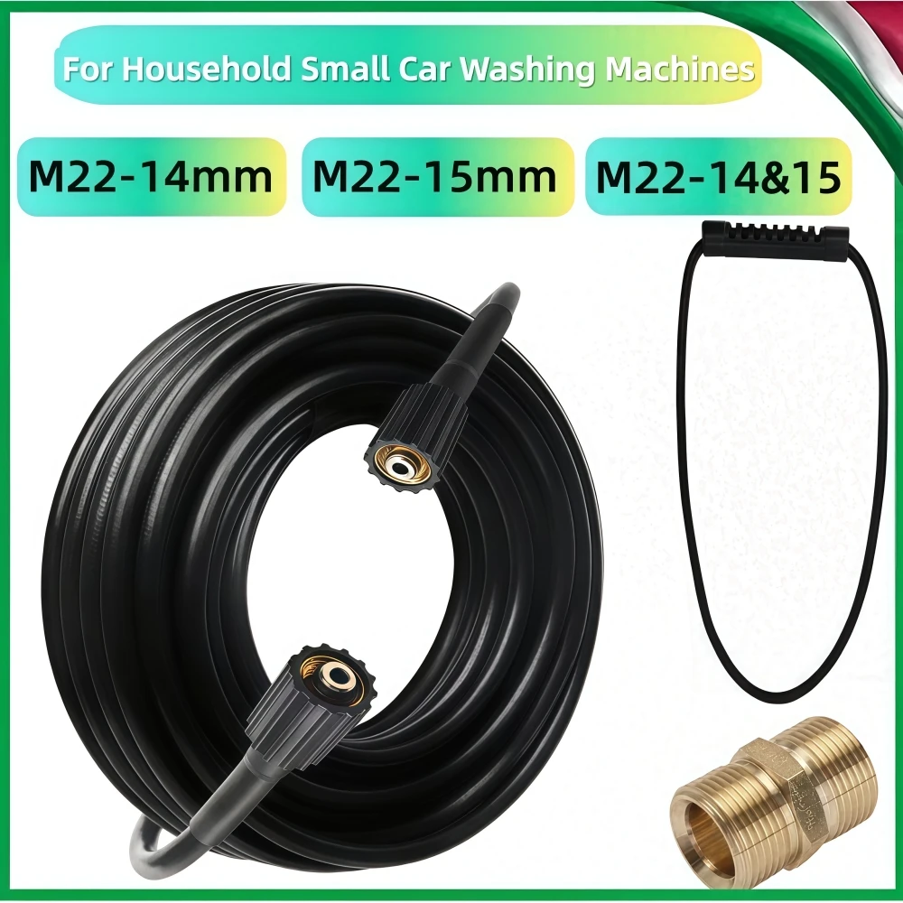 

5800PSI Pressure Washer Hose 5~30m Water Cleaning Extension Hose Kink Resistant 1/4" Car Washing Hose With M22 Brass Fittings