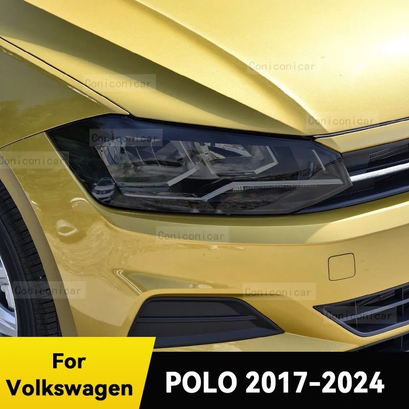 

For Volkswagen POLO 2017-2024 Car Headlight Protective Cover Film Front Light TPU Anti-scratch Headlamp Accessories Sticker