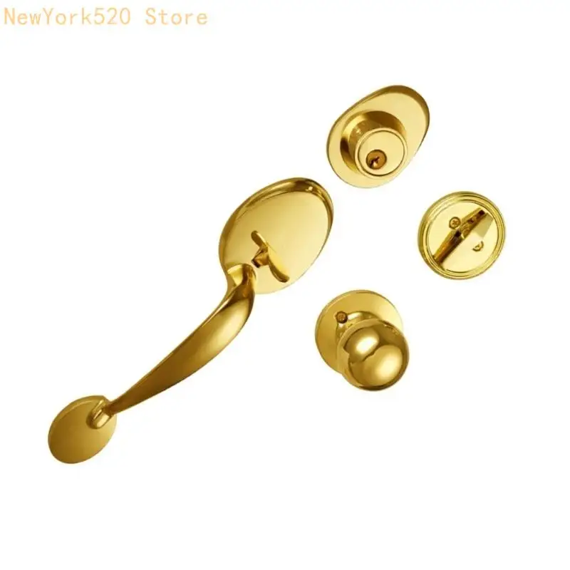 Front Door Lock Set with Door Knob Metal Exterior Handle Anti theft Door Lock N84C