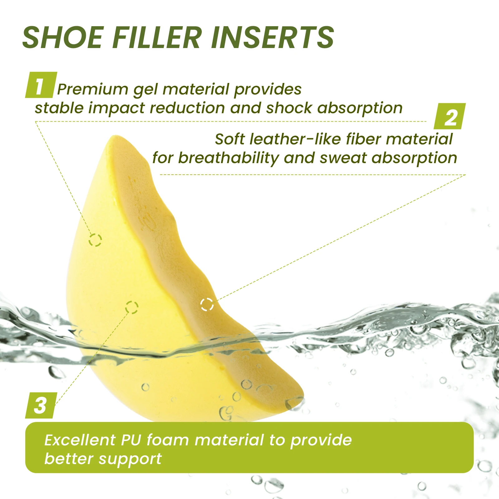 

2Pcs Sumifun Yellow Toe Plug Soft Half Insoles Reusable Shoe Size Reducer Toe Sponge Filler Adjustable Too Big Foot Brace Pads