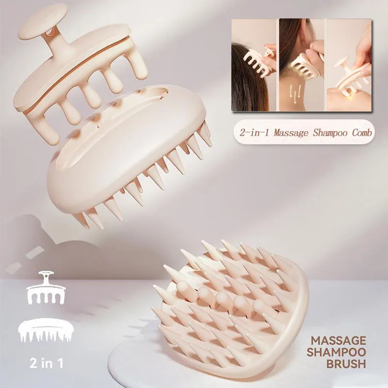 

2-In-1 Silicone Hair Massage Comb Shampoo Brush Clean Scalp Anti-Itch Shampoo Head Meridian Massage Comb Wet & Dry Use