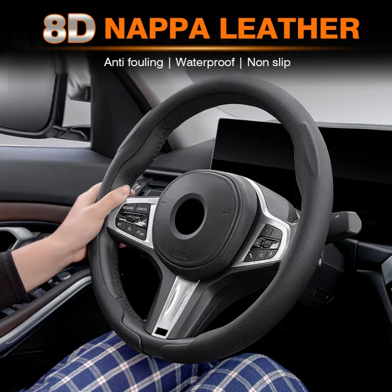 

For BMW 1 3 5 6 7 Series E87 E81 F20 E46 E90 E91 E92 E93 E39 E60 Ultra-thin Nappa Leather Steering Wheel Cover Auto Accessories