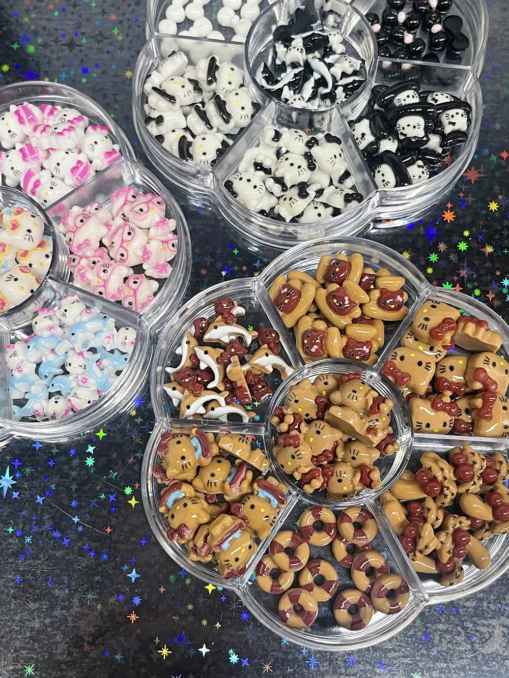 70 Pz Stampa Leopardo Fragola Hellokitty Nail Art Fascino 3D Ghiaccio Traslucido Glitter Mymelody Simpatico Cartone Animato Fai Da Te Accessori Per Unghie