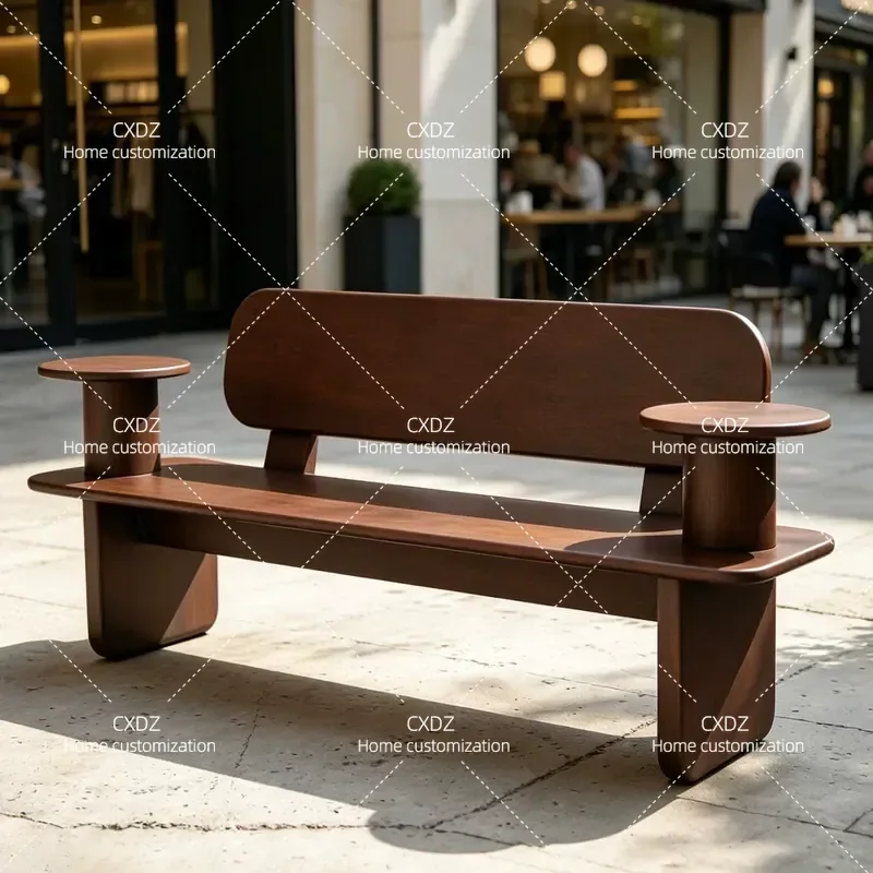 Modern Simple Outdoor Leisure Chair with Armrest for City Street Municipal Square Shopping Mall and Park Bench Design