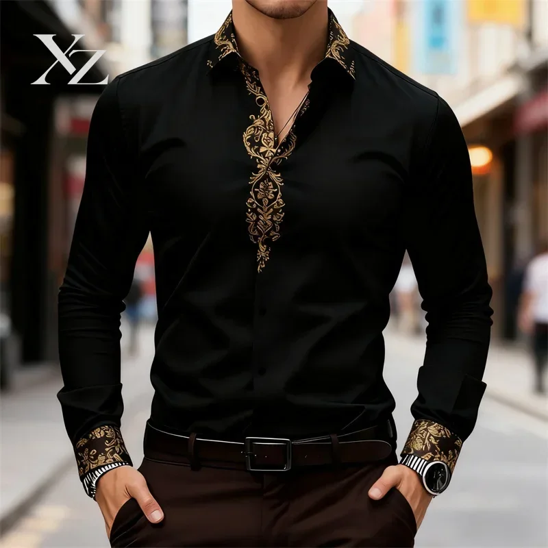 Men's 2025 Shirt, Street Style 3D High-Definition Print, Stylish Lapel, Versatile Trendy Top