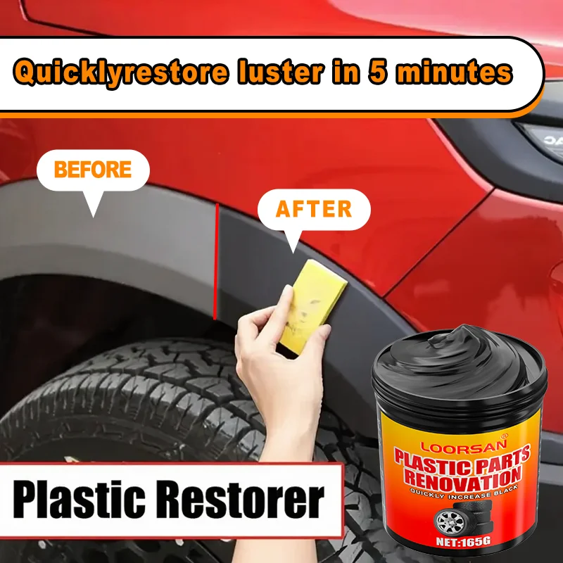 LOORSAN 165G Professionelle Quick Plastic Restorer-Creme – 5 Min. schnelle Reifen- und Trimmschwärzung, UV-Schutz, wetterfest