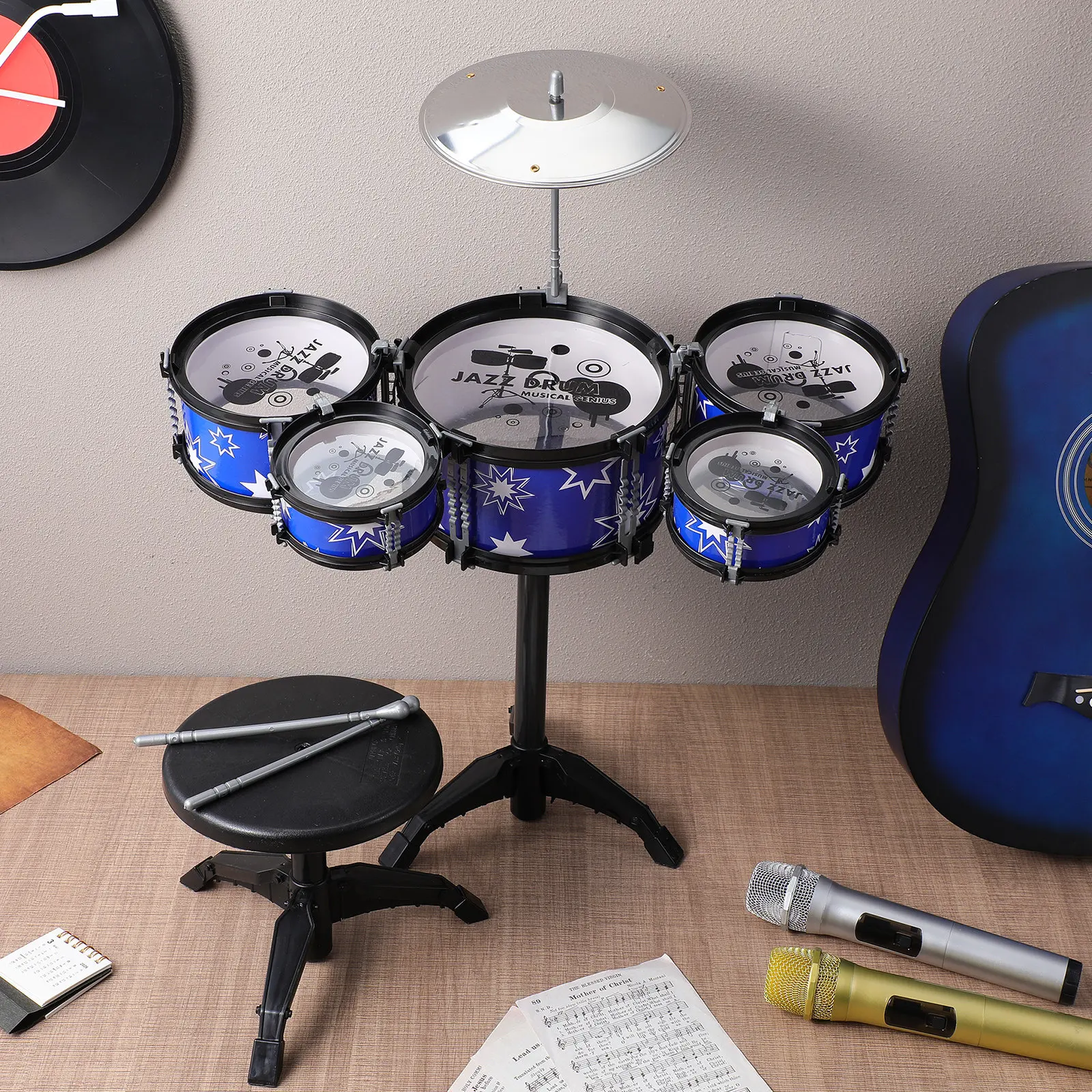 

Детский джазовый барабанный набор для малышей, музыкальный инструмент, полный комплект для веселых занятий и практики