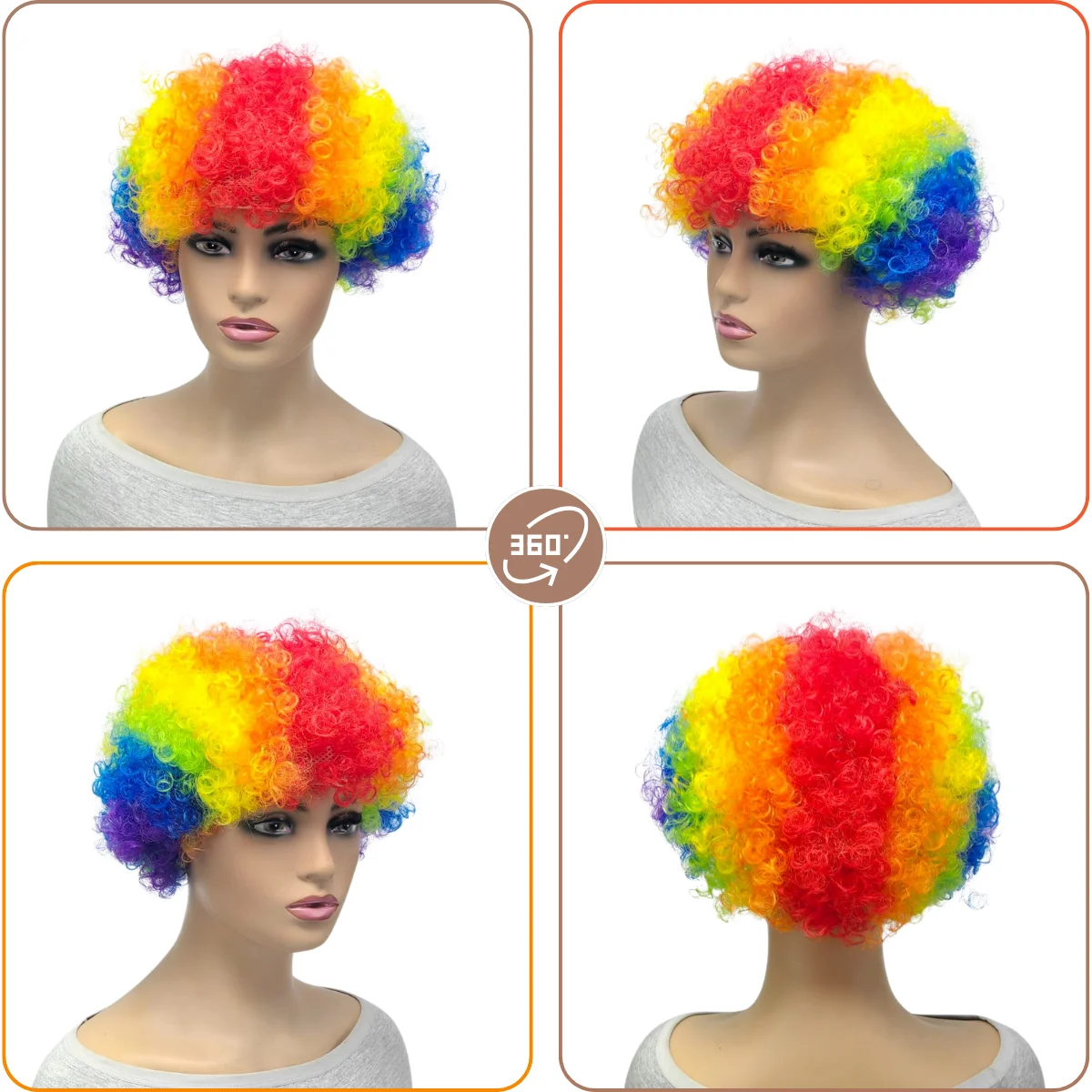 Anxin Brand Synthetic Fiber Wigs: Exaggerated, Fluffy, Explosive Curly Hair Styles, with Thick and Curly Hair Strands That Have a Rich Texture, Available in Multiple Colors Such as Pink/Green/Royal Blue; Made from High-Quality Synthetic Fiber Material, Comfortable to Wear and Easy to Manage; a Fashionable Item Suitable for All Ages, Perfect for Party Pranks, Holiday-Themed Looks, and Fun Outfits for Themed Events - view 6