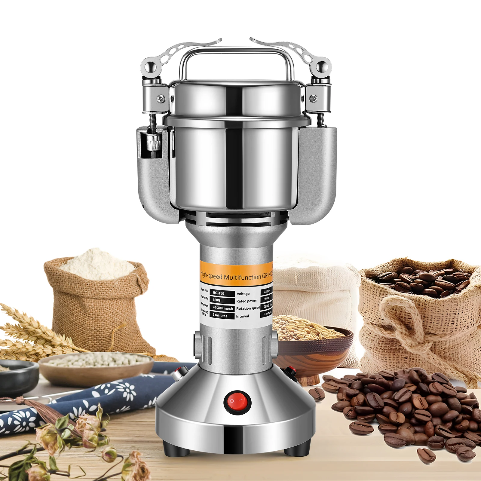 500g Stainless Steel Electric Grain Mill 36000r/min 2500W Electric Grinder Grinding Herb,Coffee Bean,Grains,Spices