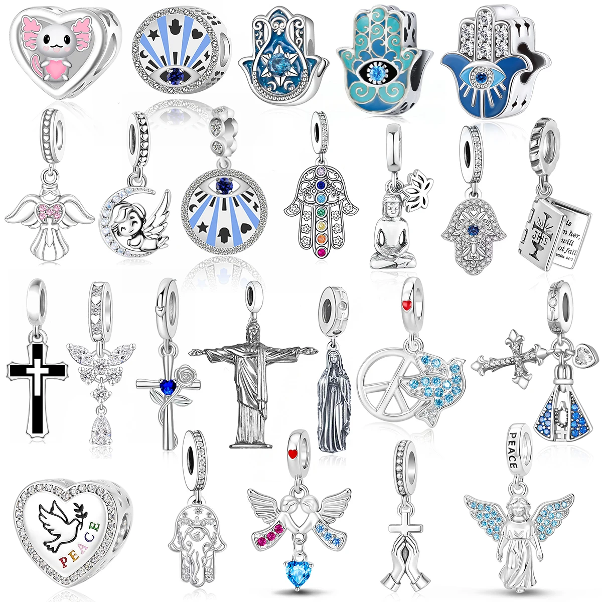 2027 Fit Pandora Fashion Hot Selling Palm Guardian Angel Bead Pendant DIY Bracelet Necklace Gift Eco friendly Copper