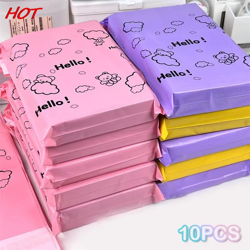 10*Colorful Bear Courier Bag Envelope Packaging Bags Pink Waterproof Self Adhesive Seal Pouch Shipping Mailing Bag Transport Bag