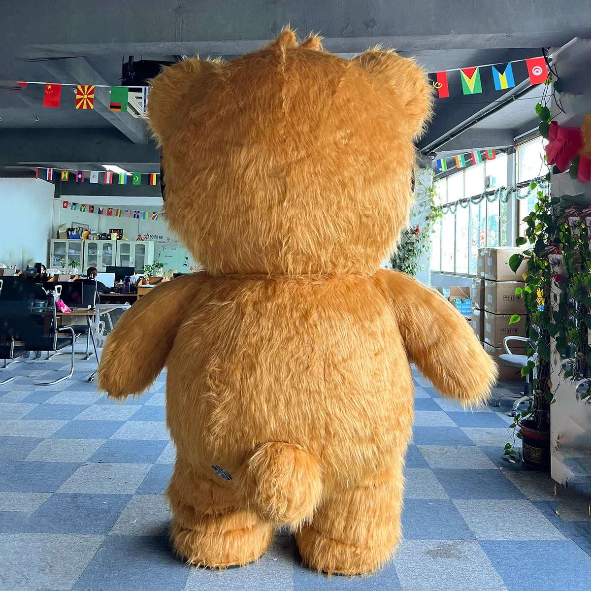 선글라스를 착용한 풍선 쿨 베어 마스코트 의상, 엔터테인먼트 할로윈 크리스마스 파티 소품을 위한 털이 있는 블로우 업 슈트