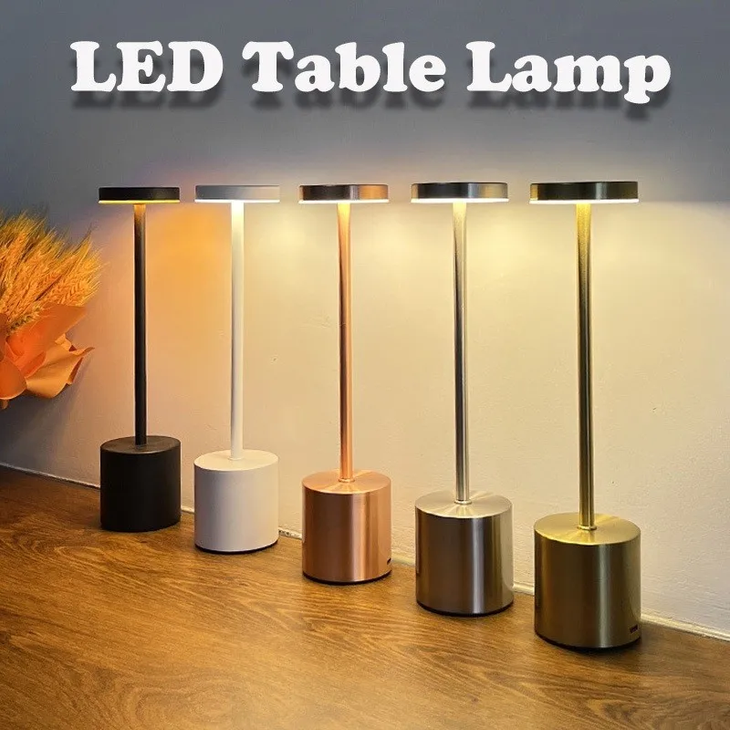 LED Table Lamp Touch Sensor Rechargeable Desktop Night Light Wireless Reading Lamp for Restaurant Hotel Bar Bedroom Decor Light