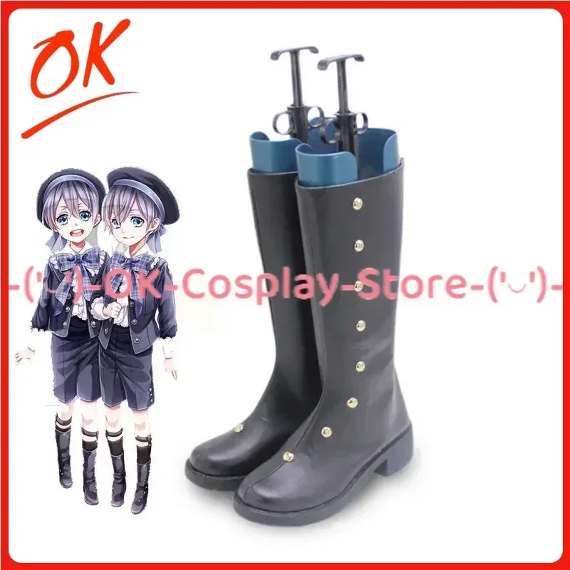 [Customized Size] Black Butler Ciel Phantomhive Cosplay Shoes Anime Roleplay Costume Halloween Carnival Party Boots PU Leather