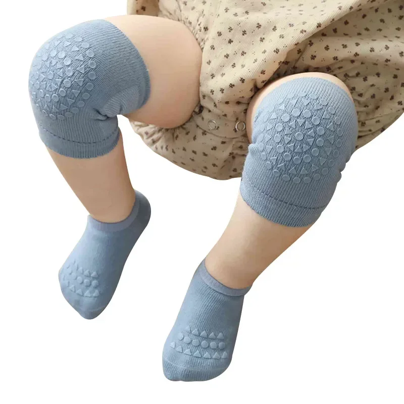 Conjunto de calcetines y rodilleras para bebé, calcetines antideslizantes de Color sólido, rodillera para chico, calcetines de seguridad para gatear, Protector de rodilla para niñas y niños