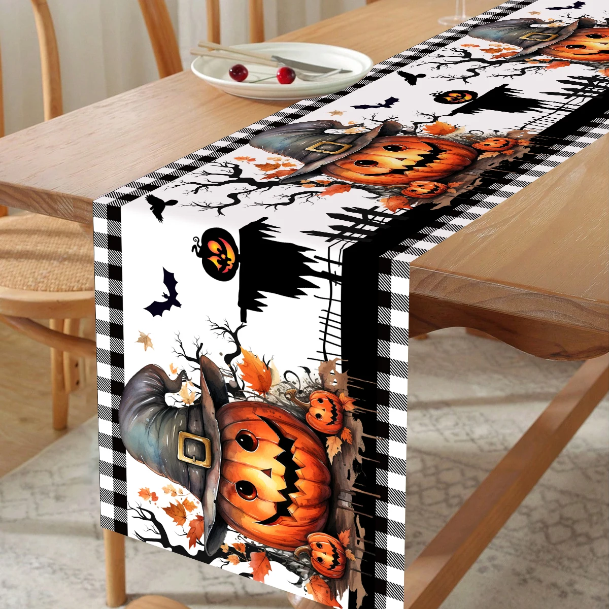 Halloween Party Decoration Halloween Table Runner Kids Favors Spooky Pumpkin Ghost Table Runner Trick or Treat Party Supplies