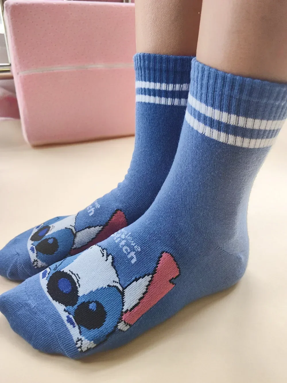 Calcetines de Anime Disney Stitch para niñas, calcetines cortos Kawaii Lilo & Stitch para hombre, calcetines de dibujos animados para niños y mujeres, regalos de Navidad para niños