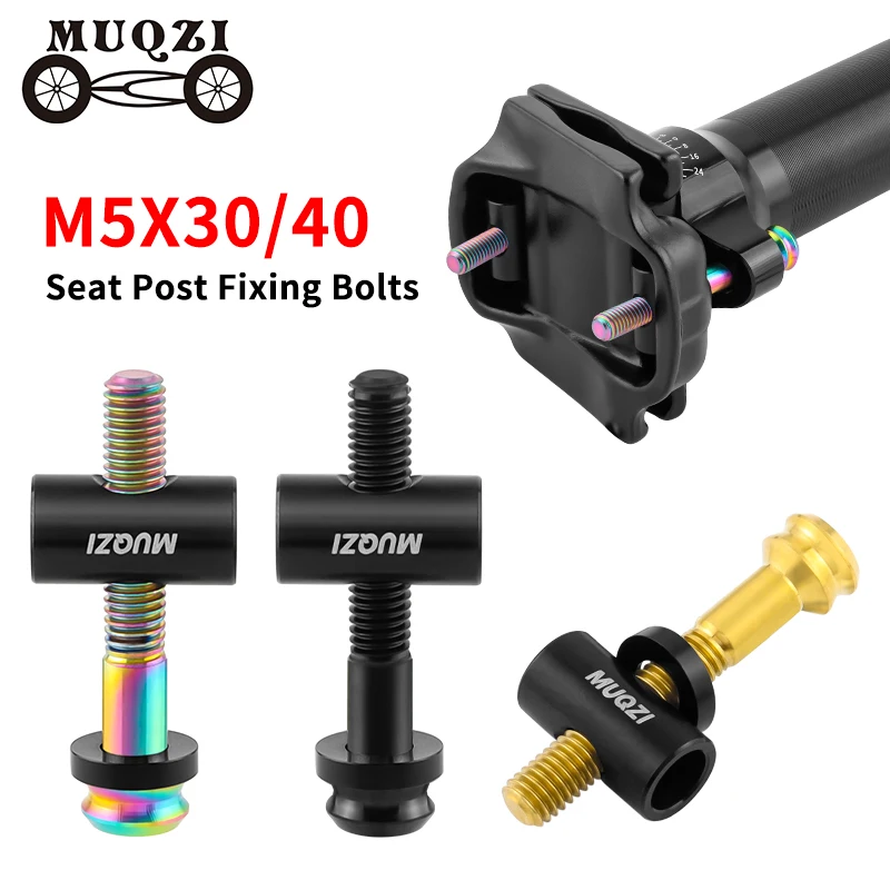 MUQZI Titanium Seatpost Screw M5x30/40mm Bike TC4 Seat Post Fixing Bolt with Washer For Bicycle Seat Tube