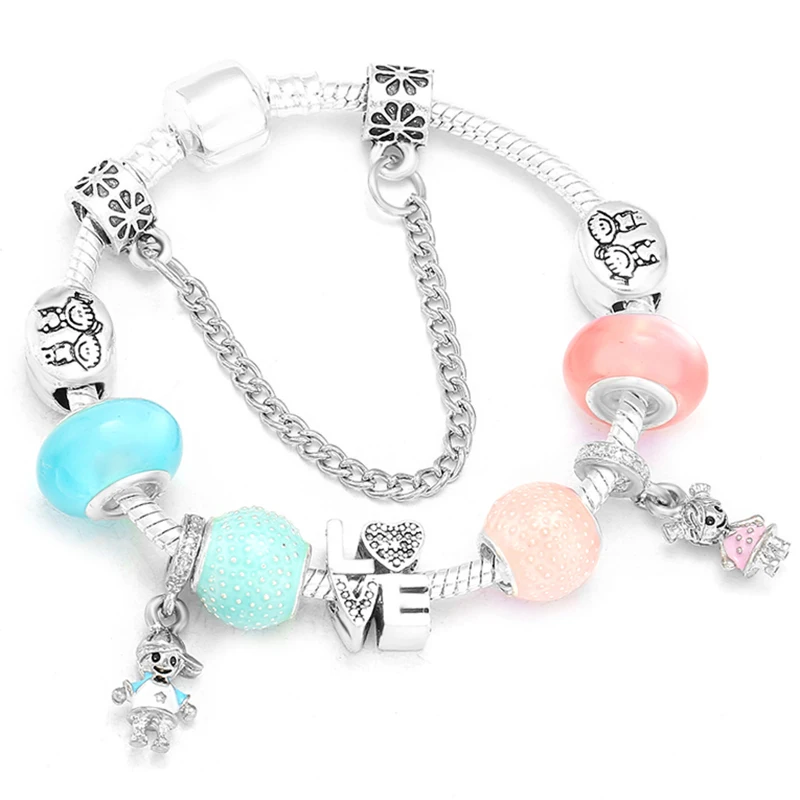 Silver Plated Charm Bracelet with Key Lock Pendant, Wedding Gift