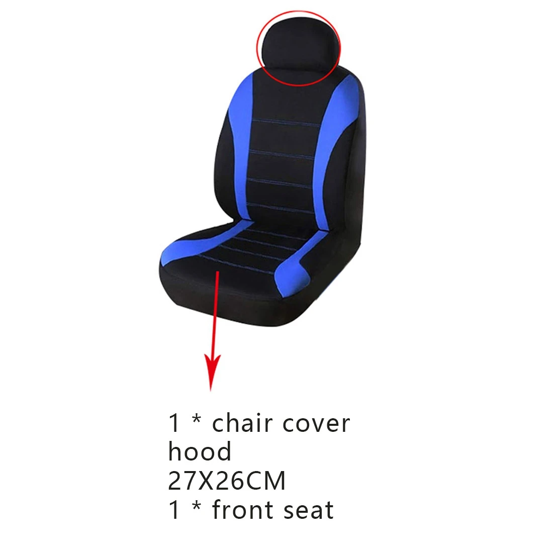 Front Car Seat Covers Front Airbag Ready Sport Bucket Seat Cover, Automobiles Seat Covers (Black + Blue)