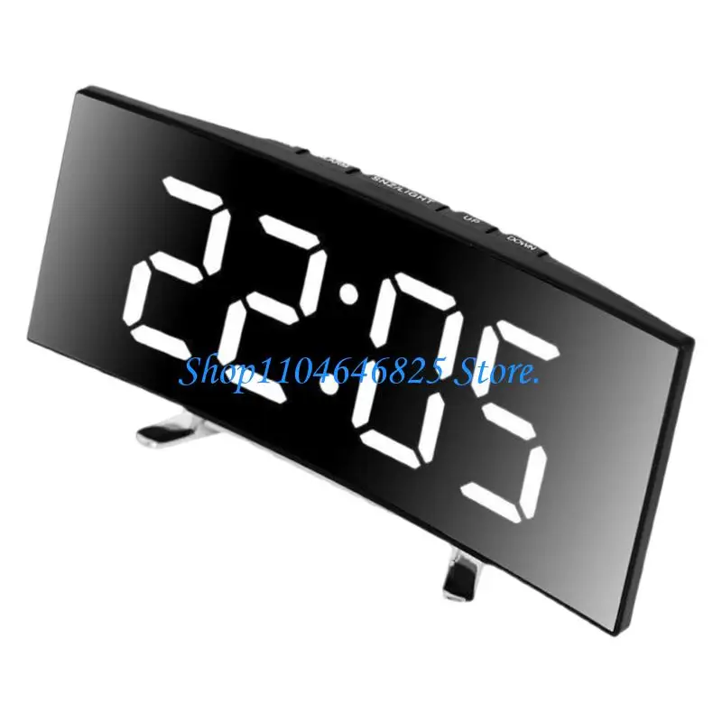 Quiet Intelligent Mirror Clock With Adjustable LED Display Date Temperature Night lighting USB Battery Double Power Design