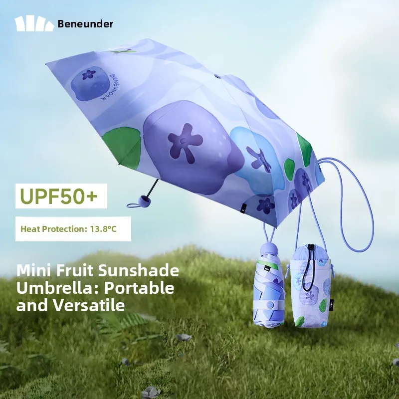 

Portable Sunshade Umbrella Women's Banana Leaf Fun Sun Protection Umbrella Foldable Aluminum Pole Hand Operated Black Glue