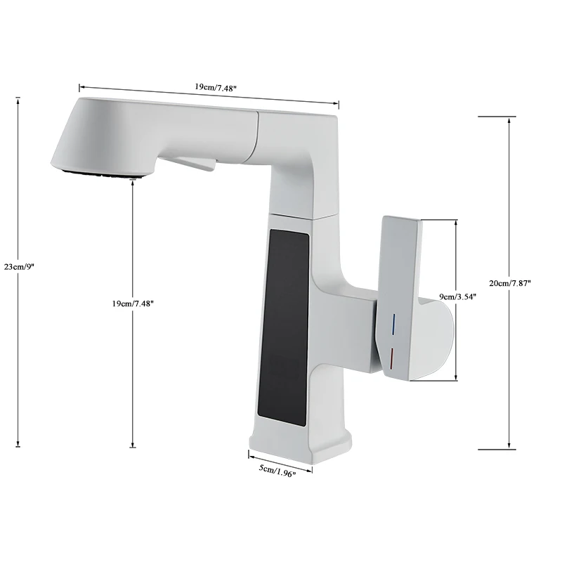 

Temperature Basin Faucet Pull-out Stream Shower Spout Deck Mount Cold Hot Water Mixer Bathroom Tub Crane