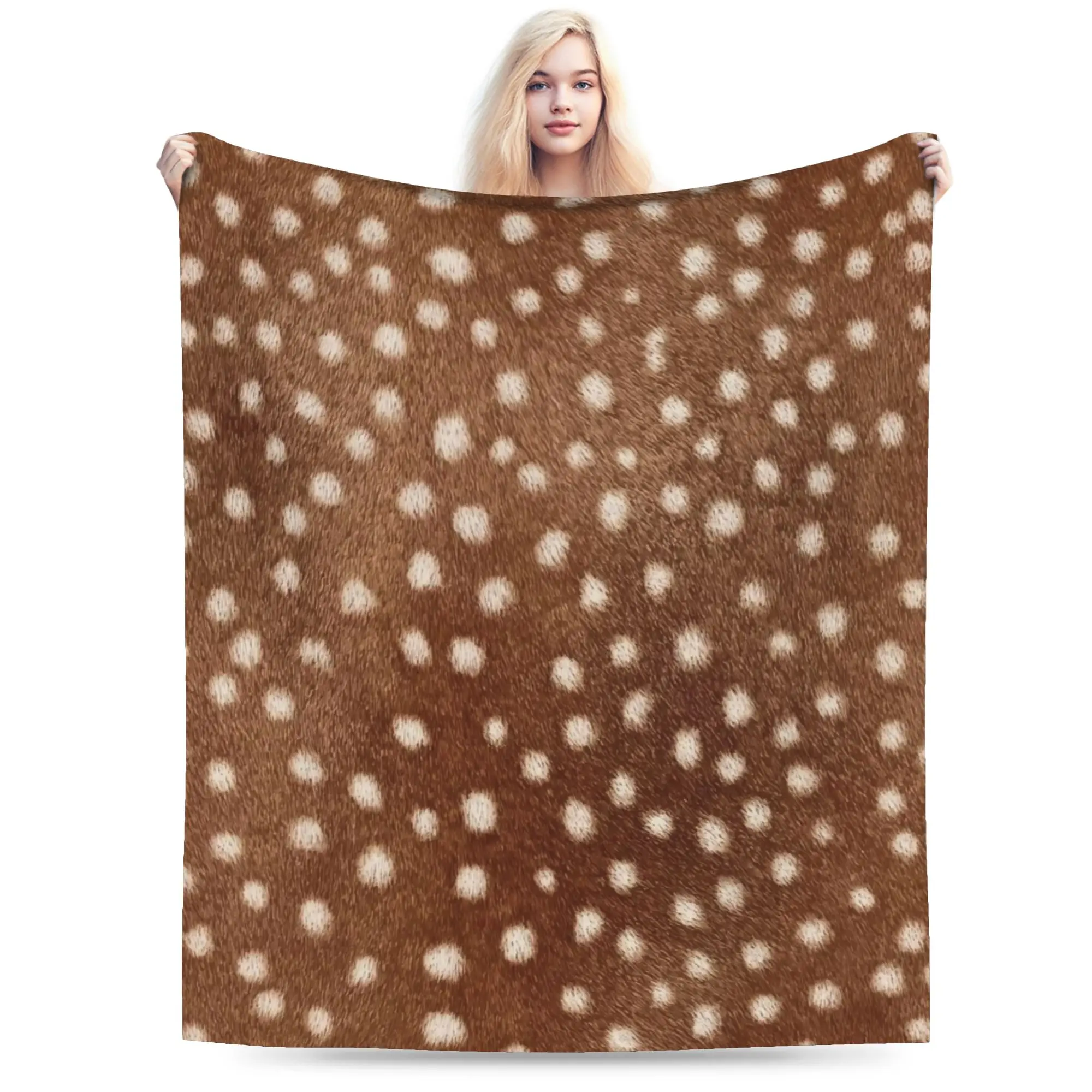 Brown Base Light Antelope Spot Blankets Super Soft Velvet Comfortable Present  Throw Blankets Quilt