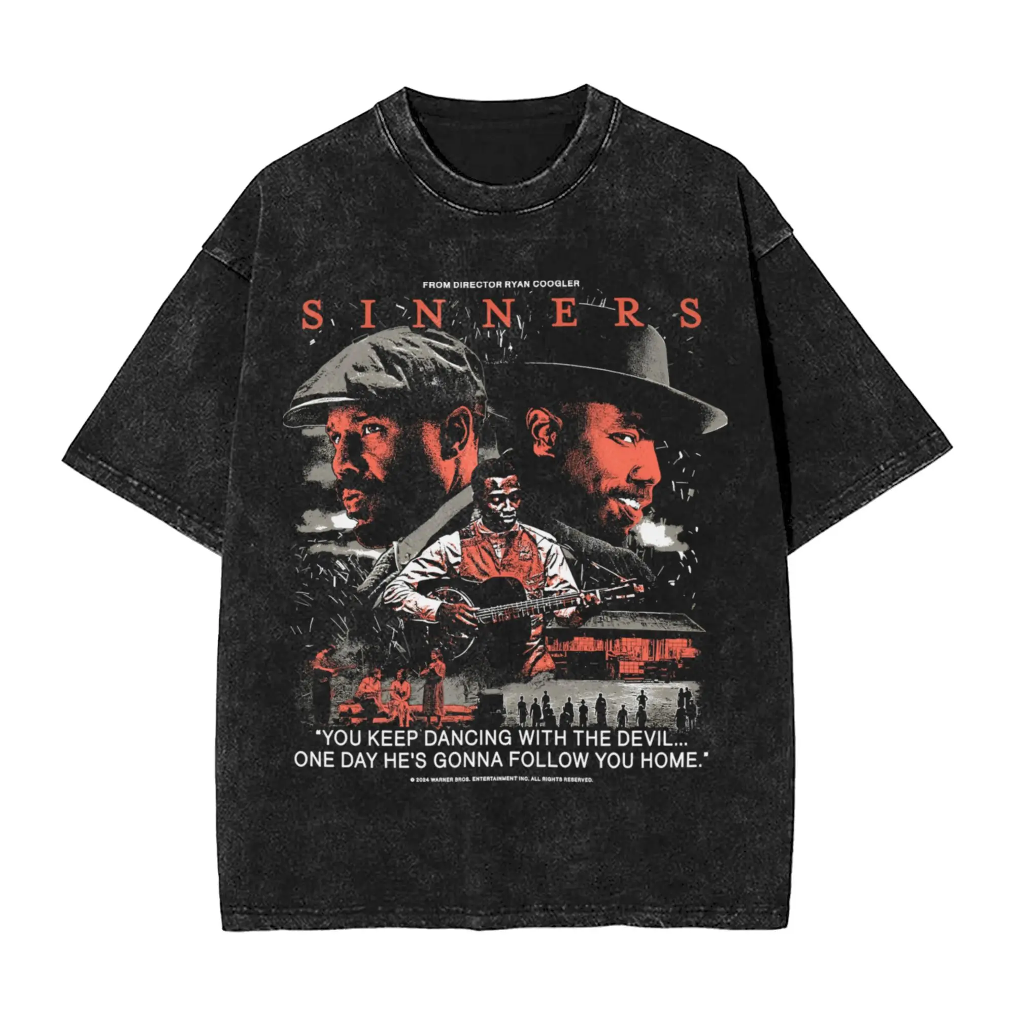 

Футболка Sinners Movie 2025, мужская забавная футболка из чистого хлопка, футболки с круглым вырезом, топы с короткими рукавами, Новое поступление