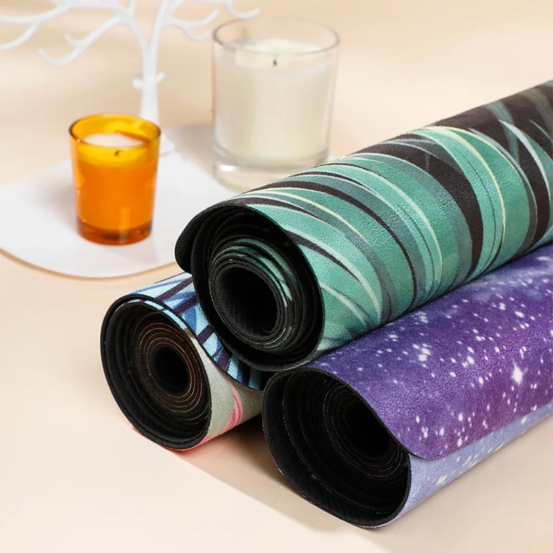 

‌2025 New 1.5mm Suede Yoga Mat - Natural Rubber Non-Slip Sweat-Absorbent Fitness Mat with Print Design, Foldable & Shock-Absorbi