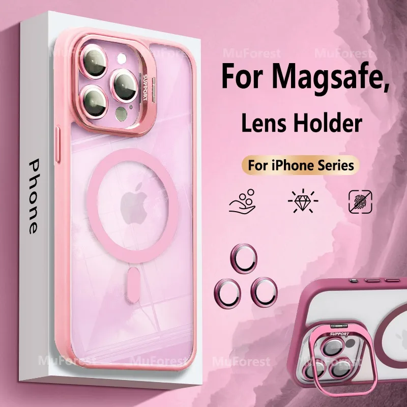 Mode Telefon Fall Für iPhone 16 15 14 13 12 11 Pro Max Plus Für Magsafe Magnetische PC Ständer